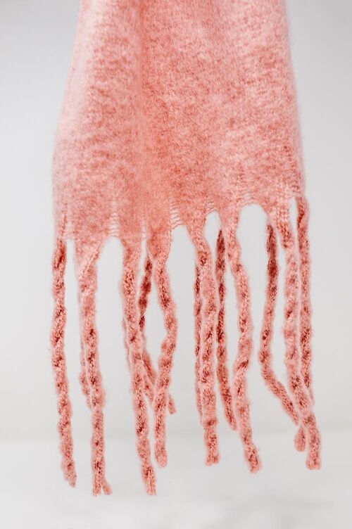 Supersoft scarf with fringe in dusty pink