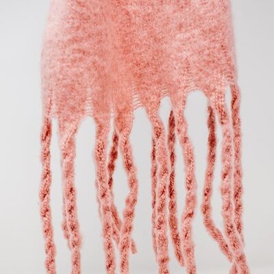 Supersoft scarf with fringe in dusty pink