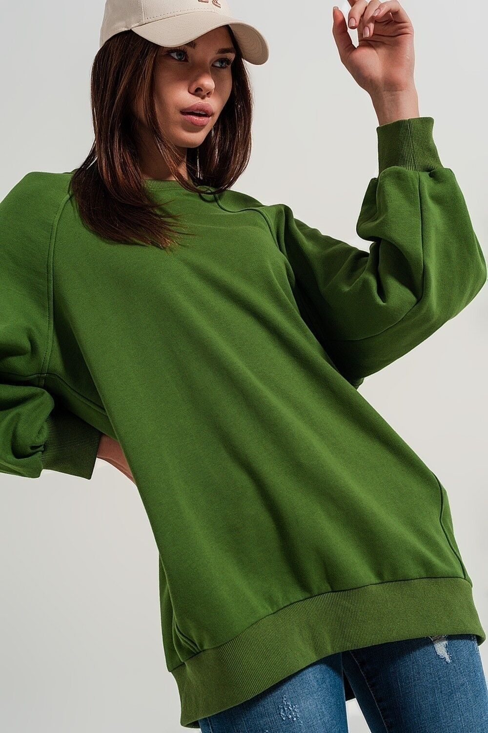 Felpa super oversize con dettaglio cucitura in verde