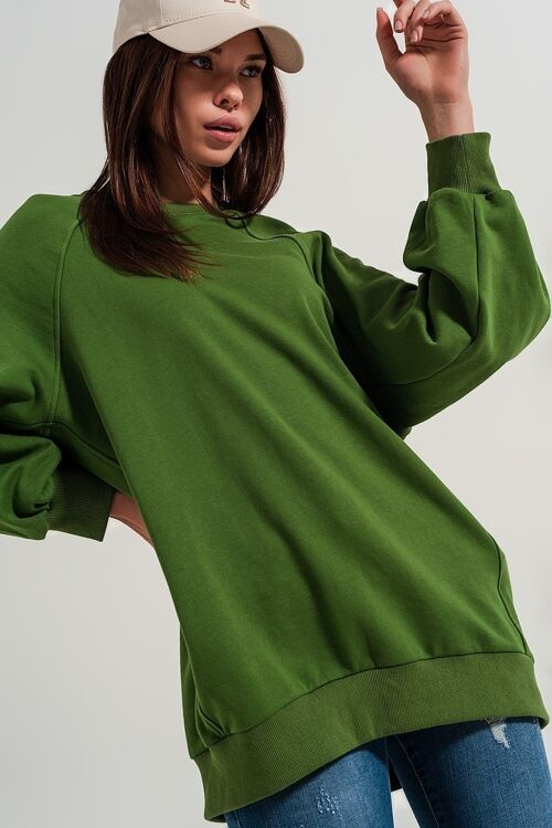 Super oversized sweatshirt with seam detail in green