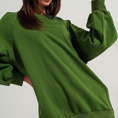 Super oversized sweatshirt with seam detail in green