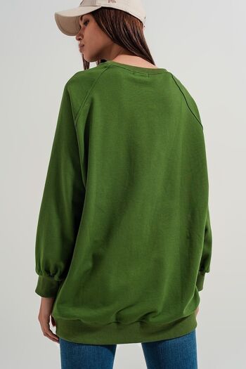Sweat-shirt super oversize avec coutures en vert 2