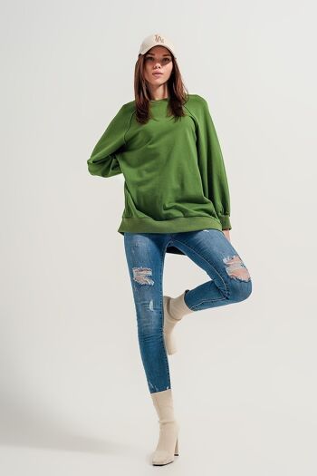Sweat-shirt super oversize avec coutures en vert 3