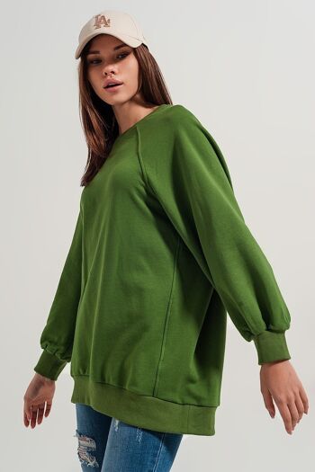 Sweat-shirt super oversize avec coutures en vert 4