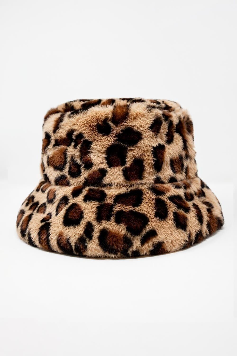 Cappello da pescatore marrone con stampa animalier