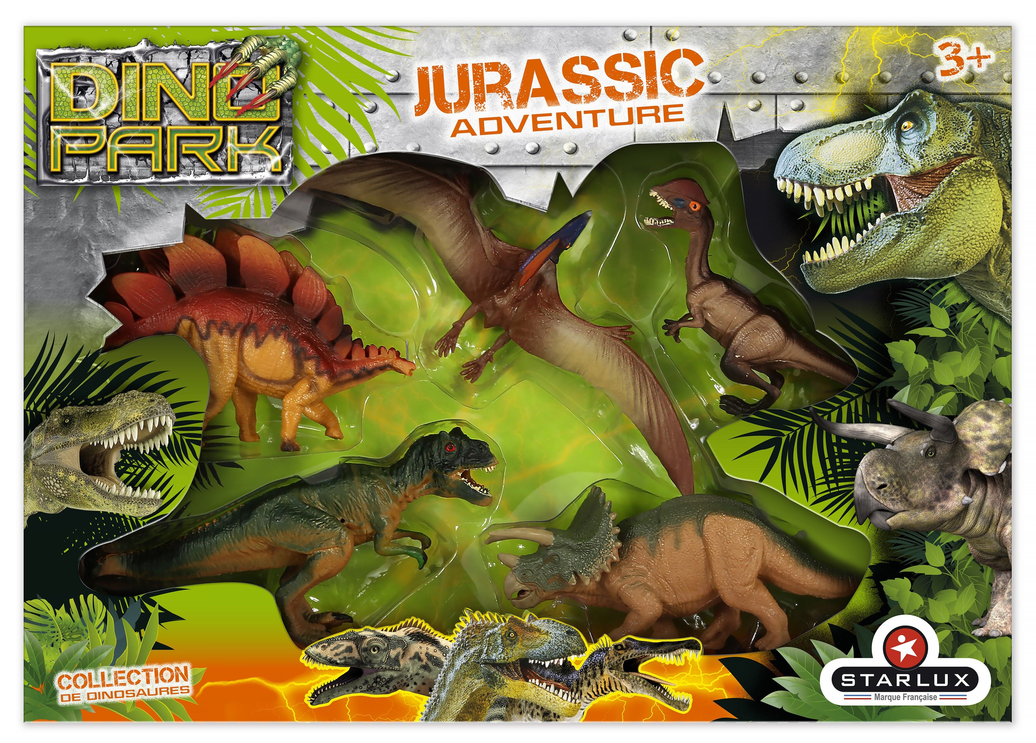 Box of 5 Dinosaurs + Detailed Sheets - Jurassic Collection - Educational game - From 3 years old - STARLUX DINOPARK - 815024