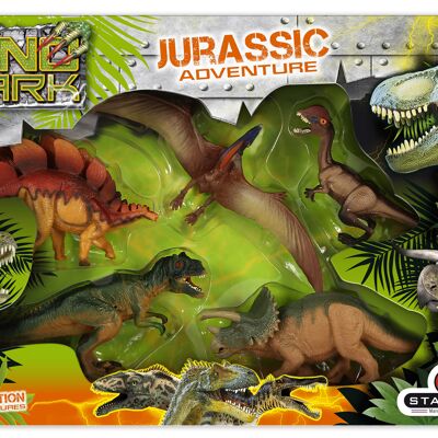 Caja de 5 Dinosaurios + Fichas Detalladas - Jurassic Collection - Juego educativo - A partir de 3 años - STARLUX DINOPARK - 815024