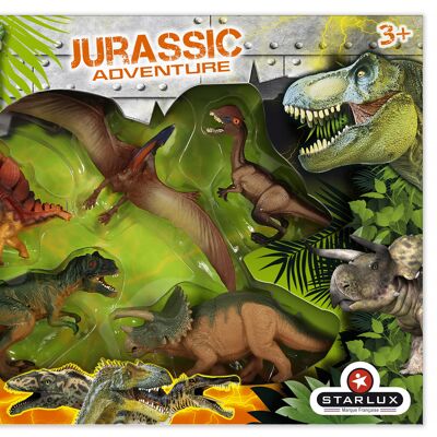 Scatola da 5 Dinosauri + Schede dettagliate - Jurassic Collection - Gioco educativo - Dai 3 anni - STARLUX DINOPARK - 815024