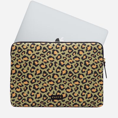 Funda para portátil / tamaño de manga 13 "- Olive Leopard