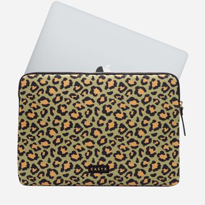 Laptop sleeve / sleeve size 13 "- Olive Leopard