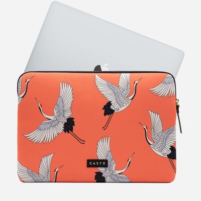 Laptop sleeve size 16" - Coral Cranes