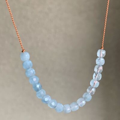 Silk Cord Necklace with Aquamarine