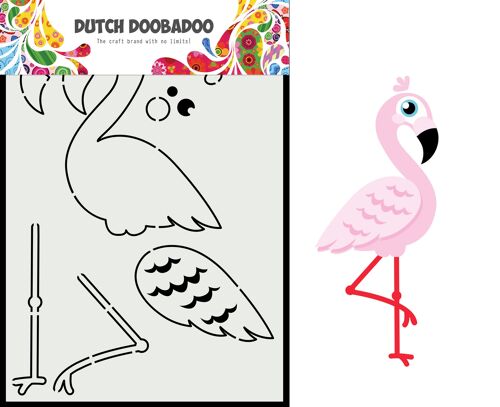 DDBD Card Art Built up flamingo A5