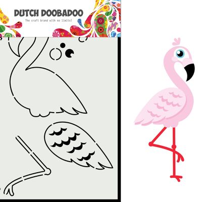 DDBD Card Art aufgebauter Flamingo A5