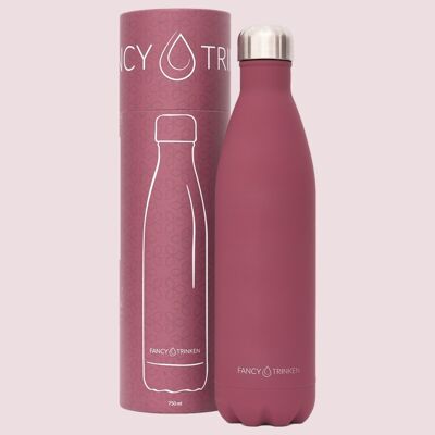 Drinking bottle made of stainless steel, double-walled, insulated, 750ml, dark red, only logo
