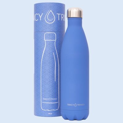 Stainless steel drinking bottle, double-walled, insulated, 750ml, dark blue, only logo