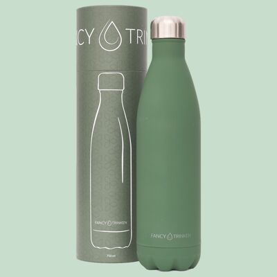 Gourde en acier inoxydable, isotherme à double paroi, 750 ml, vert foncé, seul logo