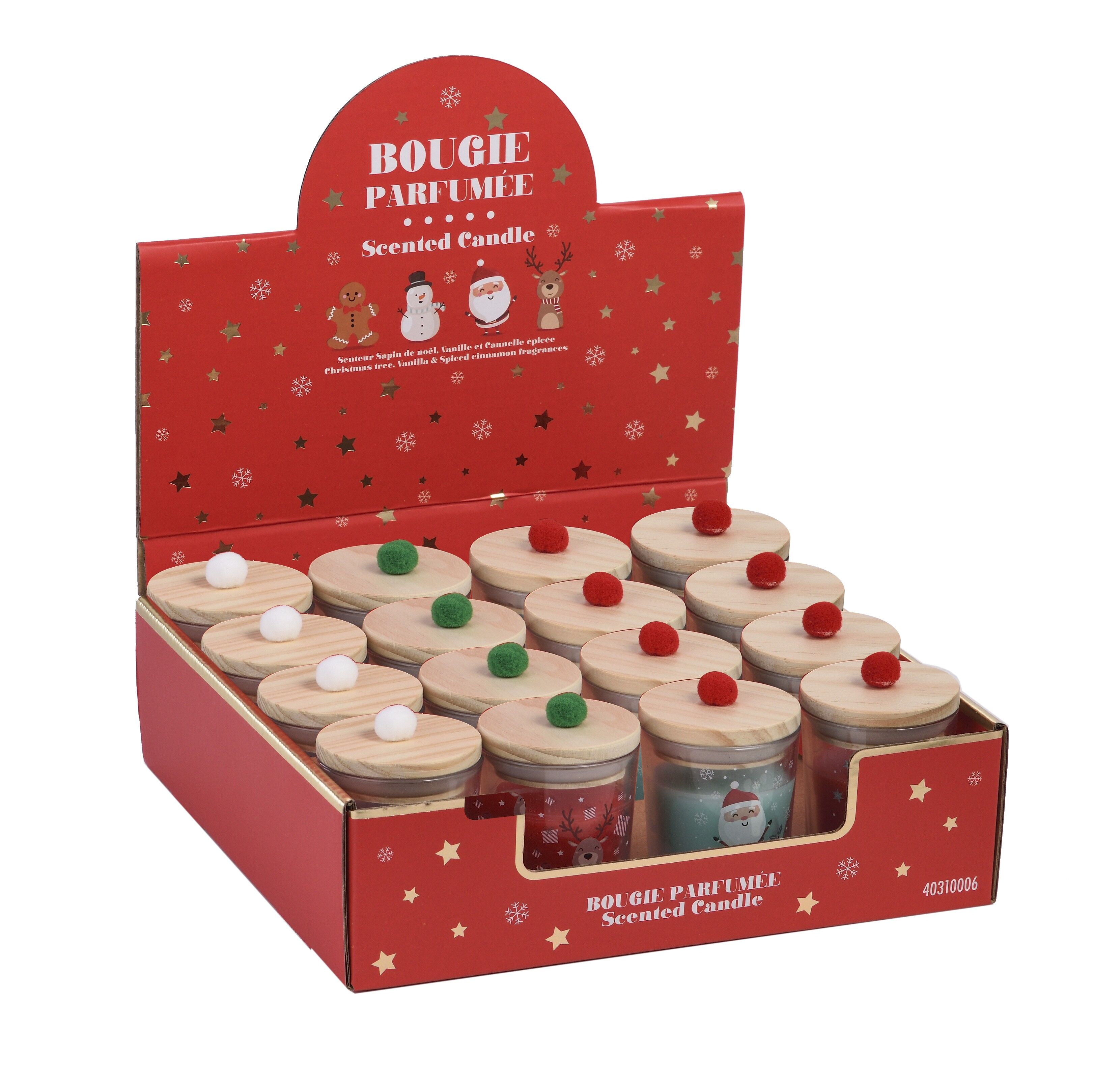 Espositore da 16 candele profumate con coperchio in legno 55g