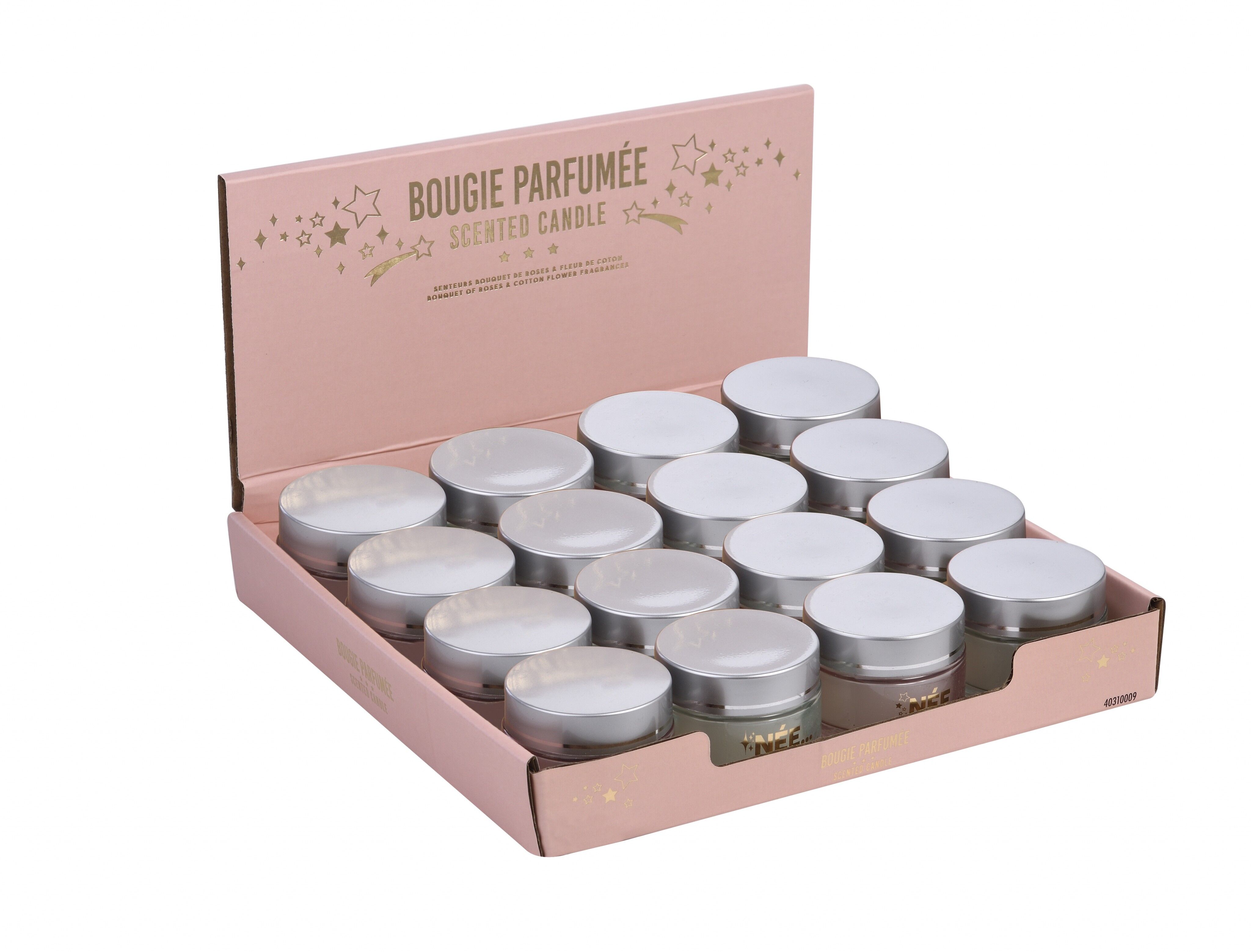 Espositore da 16 candele profumate, vasetto crema da 40 g