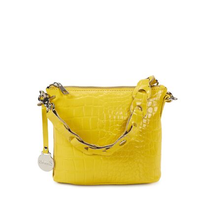 Style Limassol i en smuk gul. Skøn lille håndtaske/clutch med flot flettet håndrem
