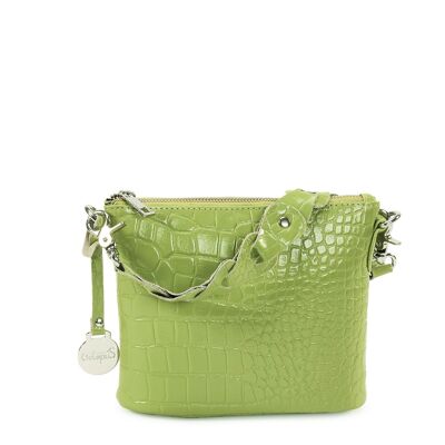 Style Limassol i en smuk lime grøn. Skøn lille håndtaske/clutch med flot flettet håndrem