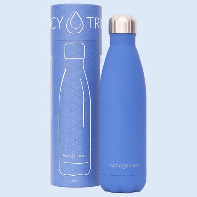 Drinking bottle made of stainless steel, double-walled insulated, 500ml, dark blue, only logo
