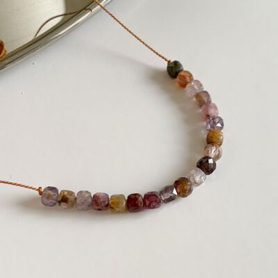 Silk Cord Necklace with Multi Spinel