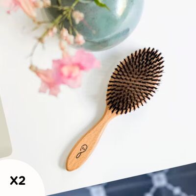 Brosse à cheveux en bois et poils de sanglier, grand modèle n°1-fête des mères