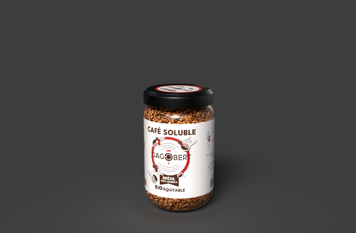 Cafe soluble 100 % arabica bio et equitable pot de 100 grammes