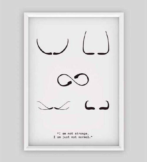 Moustache Print A4. Artist Quotes Collection