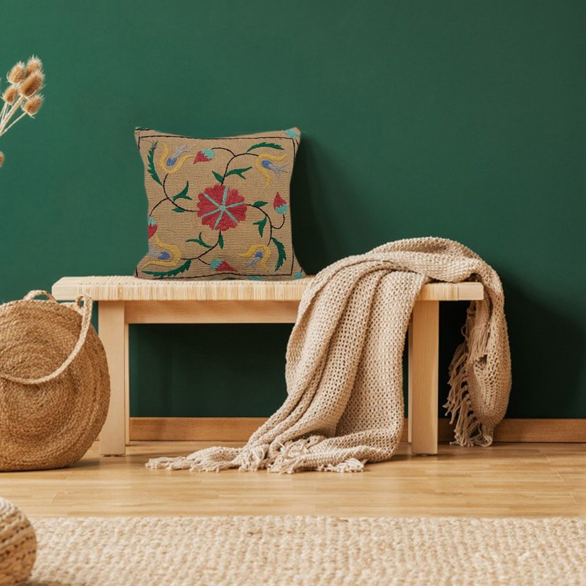 Fodera per cuscino Oxley in lana ricamata