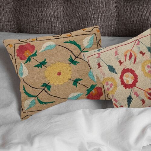Embroidered Woolen Cascade Cushion Cover