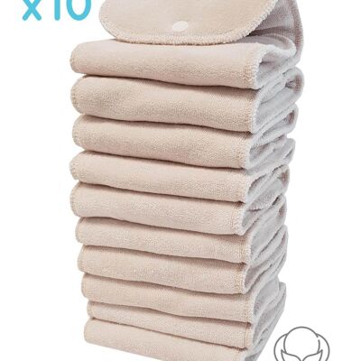 Los 10 Baumwolleinsätze für waschbare Windel TE2 - Sensitive