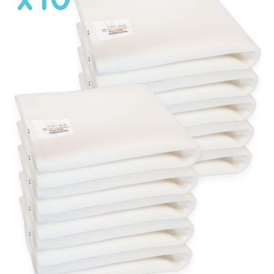 Set of 10 Bamboo folding inserts for washable diaper - Sensitive