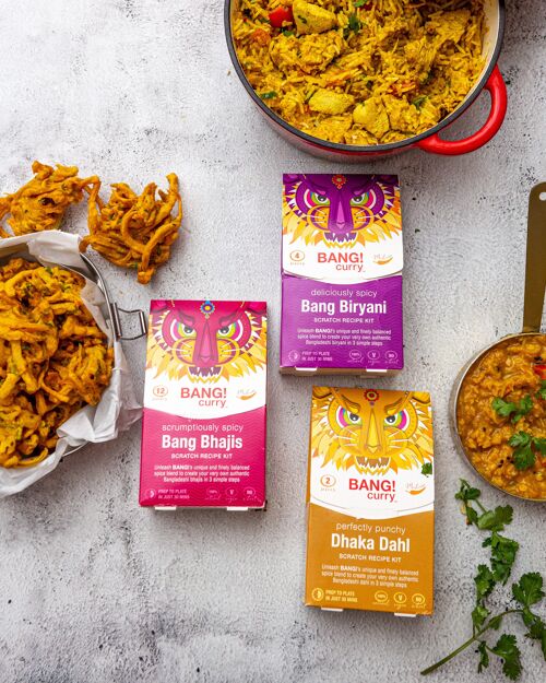 Curry Night Box with Byriani, Dahl and Bhajis - feeds 2 people