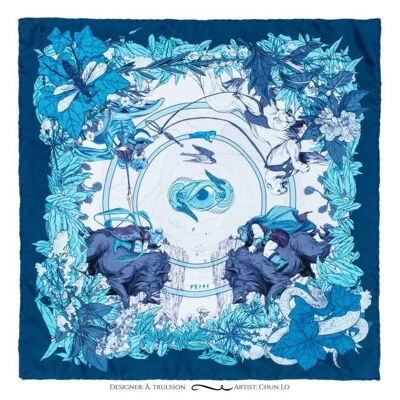 Goddess Freya Blue Silk Pocket Square