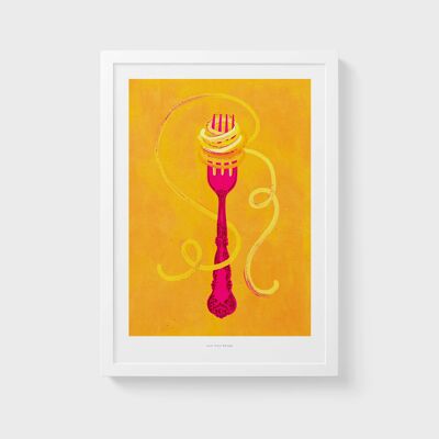 A3 Forchetta + Pasta | Illustrazione Cucina Stampa artistica