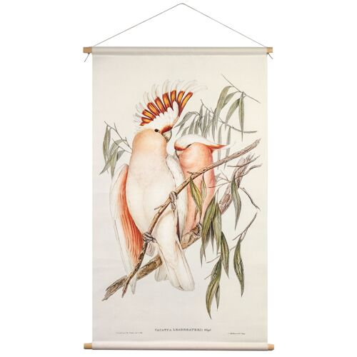 Wall Cloth with Inka Cockatoo Illustration - Textile Poster with Leather Cord