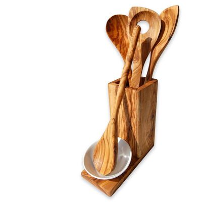 Set cucchiai di legno ALL-IN con ciotola di raccolta e scatola per utensili
