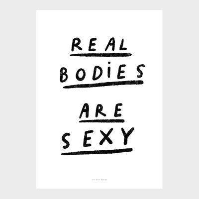Impresión de arte de pared con cita A4 | Los cuerpos reales son sexys