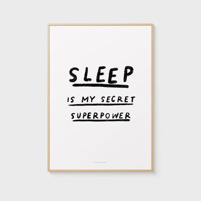 Stampa artistica da parete con citazione A4 | Il sonno è il mio superpotere segreto