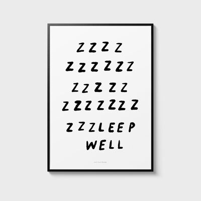 Stampa artistica da parete con citazione A3 | Zzzzzzzzzleep bene