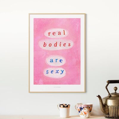 A3 Les vrais corps sont sexy | Affiche de citation féministe Impression artistique