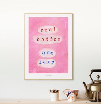 A3 Les vrais corps sont sexy | Affiche de citation féministe Impression artistique 1