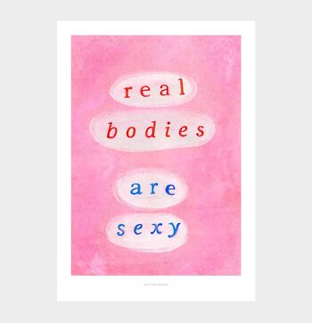A3 Les vrais corps sont sexy | Affiche de citation féministe Impression artistique 3