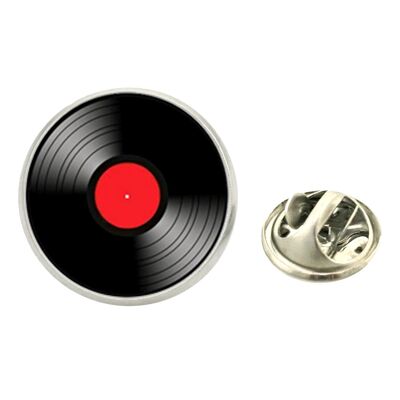 Vinyl Disc Lapel Pin - Red and Black
