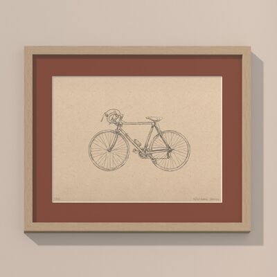Print Road bike with passe-partout and frame | 24cm x 30cm | Casa Otellic