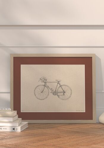 Imprimer Vélo de route avec passe-partout et cadre | 24cmx30cm | Casa Otellic 2