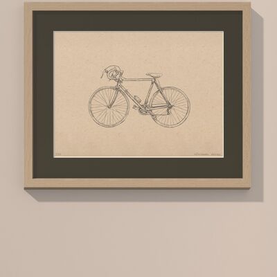 Stampa Bici da corsa con passe-partout e telaio | 24 cm x 30 cm | Cavolo Nero