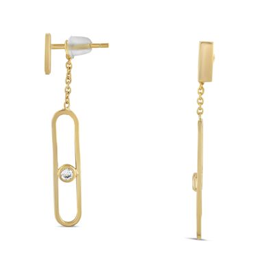 Boucle d'oreille rectangle brillante